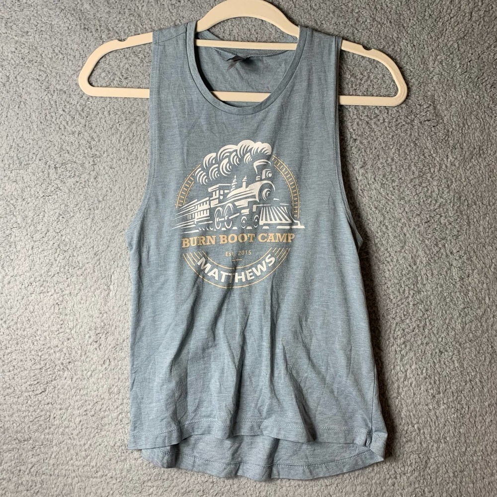 Burn Bootcamp Tank Womens XS‎ Blue Matthews Est. 2015 Workout Gym Exercise